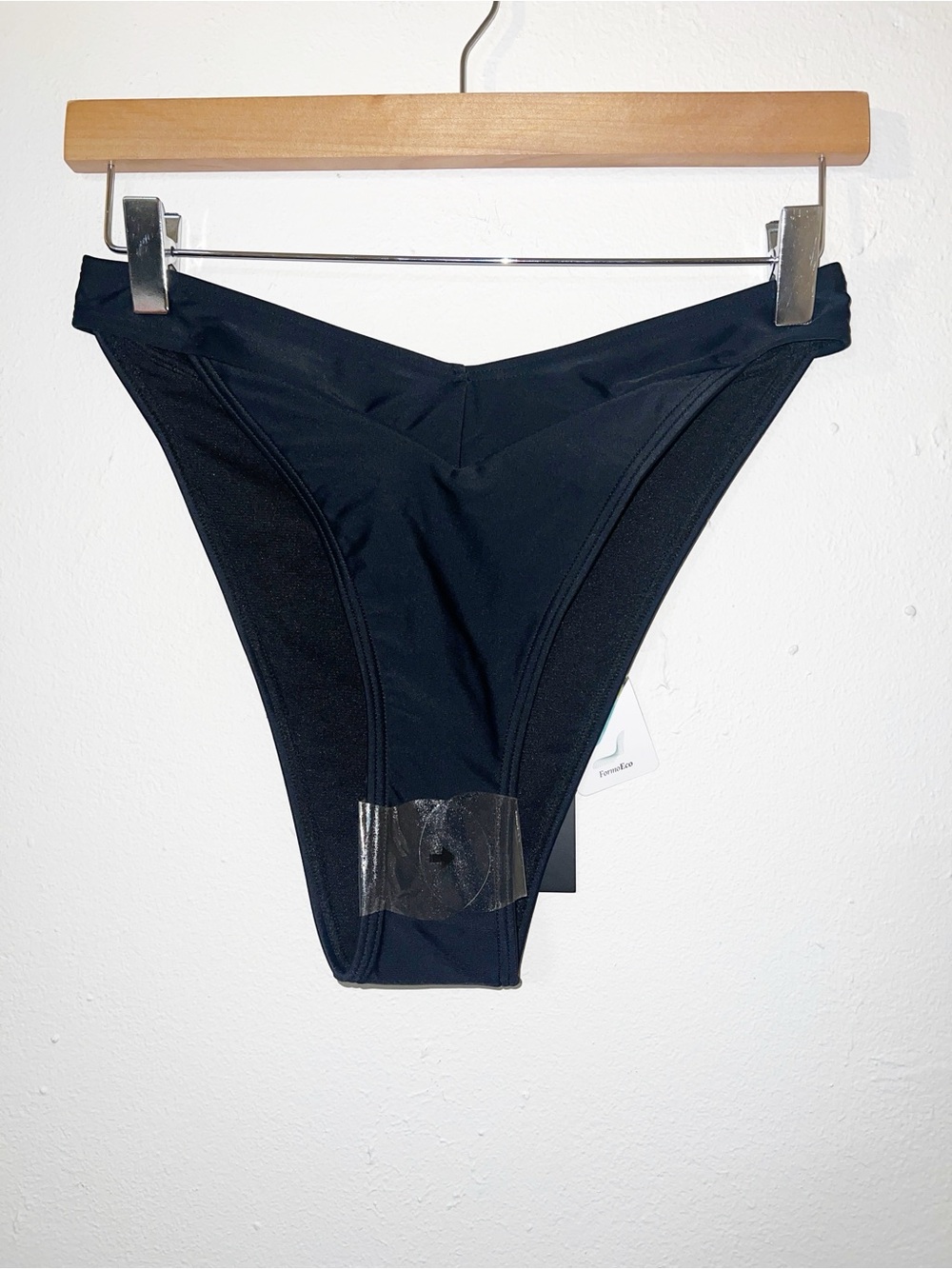 South Beach Black Seamless Hugh Cut Bikini Bottoms with Clear Hygienic Sticker